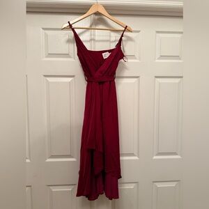 Hello Molly Burgundy Satin Feel Wrap Dress Size S Formal NWT